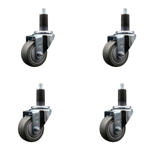 Service Caster 3'' SS Gray Poly Wheel Swivel 1-1/4'' Expanding Stem Caster Set, 4PK SCC-SSEX20S314-PPUB-114-4 - main